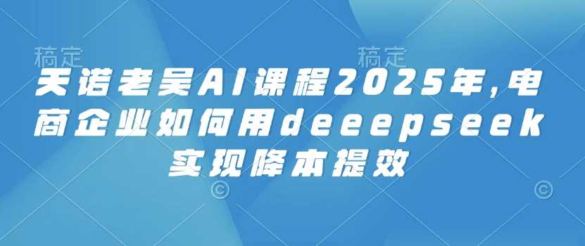 天诺老吴AI课程2025年，电商企业如何用deeepseek实现降本提效-富业网创