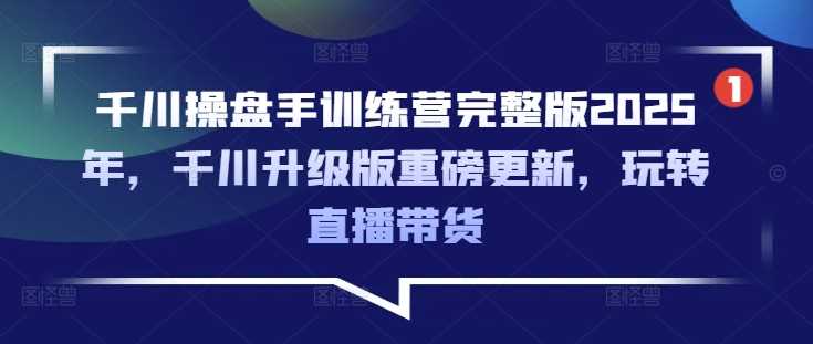 千川操盘手训练营完整版2025年，千川升级版重磅更新，玩转直播带货-富业网创