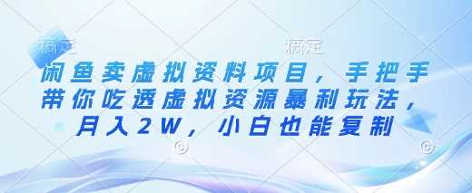 闲鱼卖虚拟资料项目，手把手带你吃透虚拟资源暴利玩法，月入2W，小白也能复制-富业网创