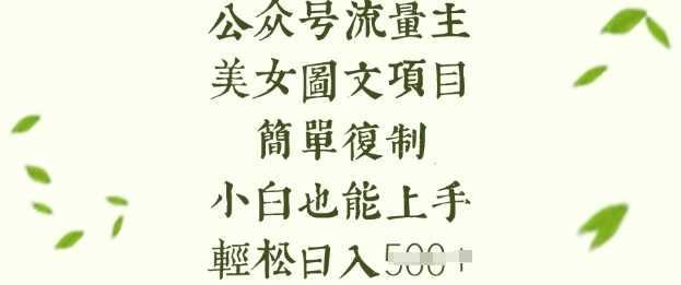 流量主长期收益项目，美女图片简单复制，小白也能上手，轻松日入5张-富业网创