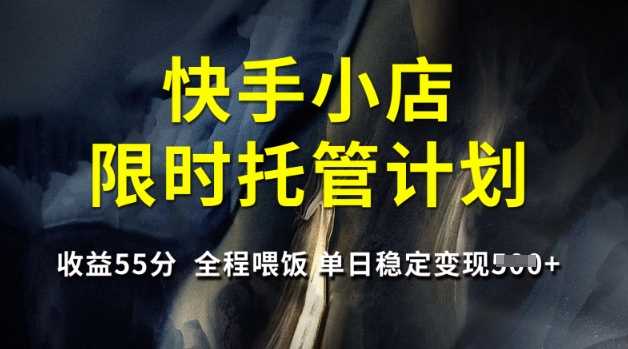 快手小店限时托管计划，收益55分，全程喂饭，单日稳定变现5张【揭秘】-富业网创