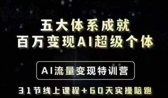 五大体系成就百万变现AI超级个体- AI流量变现特训营，一步一步教你一个人怎么年入百W-富业网创