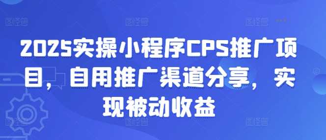 2025实操小程序CPS推广项目，自用推广渠道分享，实现被动收益-富业网创