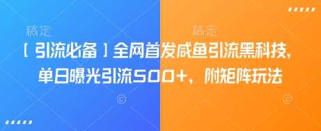 【引流必备】全网首发咸鱼引流黑科技，单日曝光引流500+，附矩阵玩法【揭秘】-智慧宝库