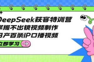 DeepSeek获客特训营：掌握不出镜视频制作，日产百条IP口播视频