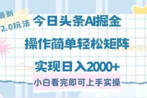 （14506期）今日头条最新2.0玩法，思路简单，复制粘贴，轻松实现矩阵日入2000+