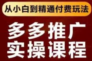 拼多多推广实操课程，从小白到精通付费玩法