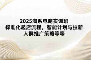 2025淘系电商实训班：标准化起店流程，智能计划与拉新，人群推广策略等等
