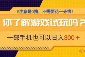 （14440期）游戏试玩，一部手机就可以日入300+，纯0撸项目，不需要花任何一分钱，…