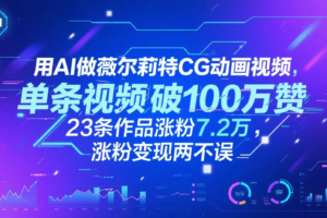 用AI做薇尔莉特CG动画视频，单条视频破100万赞，23条作品涨粉7.2万，涨粉变现两不误