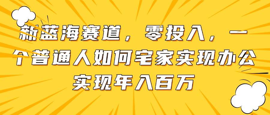 （14700期）新蓝海赛道，零投入，一个普通人如何宅家办公实现年入百万