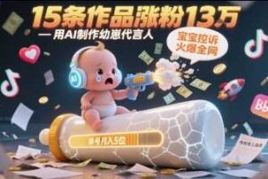 用AI制作幼崽代言人，宝宝的控诉火爆全网，15条作品涨粉13W，单号月入5位数实操教程