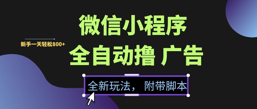 （15134期）微信小程序挂机撸广告，全新玩法，新手一天轻松800+【附带脚本】