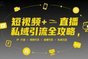 短视频+直播私域引流全攻略，IP打造 +视频引流 +直播引流 +私域沉淀