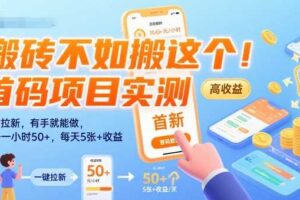 搬砖不如搬这个！首码项目实测：一键拉新，有手就能做，单号一小时50+，每天5张+收益【揭秘】