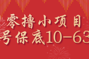 零撸小项目，一个账号保底10-63元，适合新手小白操作，能多账号领低保