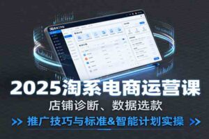 2025淘系电商运营课：店铺诊断、数据选款，推广技巧与标准&智能计划实操