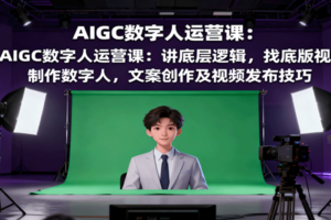 AIGC数字人运营课：讲底层逻辑，找底版视频、制作数字人，文案创作及视频发布技巧