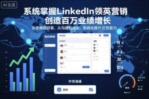 系统掌握LinkedIn领英营销，创造百万业绩增长，从思维到获客，从沟通到成交，系统化提升外贸能力