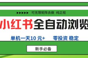 （16197期）小红书全自动浏览项目， 零投资，全程手机去跑，单账号一天10元+，可无限矩阵去做