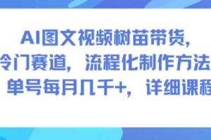 AI图文视频树苗带货，冷门赛道，流程化制作方法，单号每月几K，详细课程