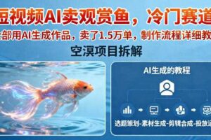 短视频AI卖观赏鱼，冷门赛道，全部用AI生成作品，卖了1.5W单，制作流程详细教程