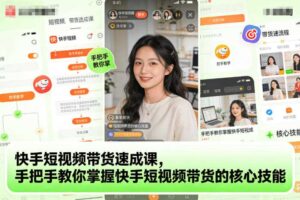 快手短视频带货速成课，手把手教你掌握快手短视频带货的核心技能