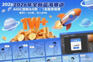 2026年全新蓝海赛道AIGC漫剧从0到1全能变现课,每天1—2小时,月入过1W