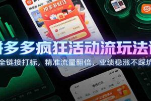 拼多多疯狂活动流玩法课:全链接打标,精准流量翻倍,业绩稳涨不踩坑