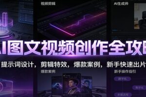 AI图文视频创作全攻略:提示词设计,剪辑特效,爆款案例,新手快速出片
