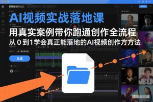 AI视频实战落地课，用真实案例带你跑通创作全流程，从0到1学会真正能落地的AI视频创作方法