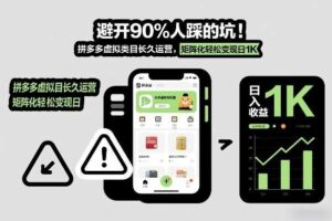 避开90%人踩的坑，拼多多虚拟类目长久运营，矩阵化轻松变现日1K【揭秘】