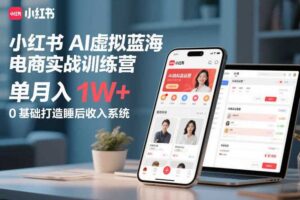 小红书AI虚拟蓝海电商实战训练营,单月入1W+,0基础打造睡后收入系统