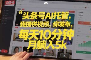 头条号AI托管,我提供视频,你发布,每天10分钟,月躺入5k+【揭秘】