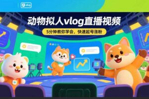 动物拟人vlog直播视频,5分钟教你学会,快速起号涨粉