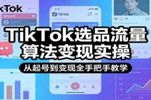TikTok选品流量算法变现实操，从起号到变现全手把手教学