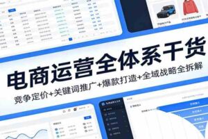 电商运营全体系干货，竞争定价+关键词推广+爆款打造+全域战略全拆解