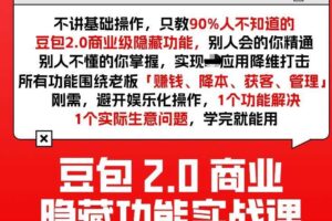 豆包2.0商业隐藏功能实战课2026，1个功能解决1个实际生意问题，学完就能用