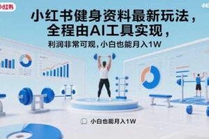 小红书健身资料最新玩法,全程由AI工具实现,利润非常可观,小白也能月入1W+【揭秘】