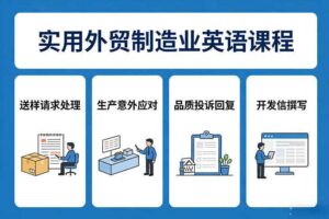 实用外贸制造业英语课程，教你专业处理送样请求、应对生产意外、回复品质投诉、撰写开发信等