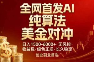 (17506期)全网首发项目!AI美金算法对冲,日入2000-6000+,稳定长效0风险,彻底告别996,创业、副业逆…