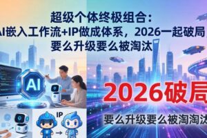(17789期)超级个体终极组合:AI嵌入工作流+IP做成体系,2026一起破局,要么升级要么被淘汰