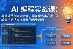（17814期）AI编程实战课-第三期更新：零基础从创意到变现，覆盖全品类产品开发，把想法变成赚钱的项目
