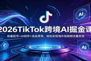 2026TikTok跨境AI掘金课：批量起号+AI创作+选品带货，轻松实现海外短视频流量变现
