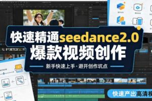 快速精通seedance2.0爆款视频创作,快速产出高清视频,避开大量创作坑点,新手也能快速上手