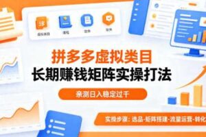 做拼多多虚拟类目想长期賺钱?这套矩阵实操打法,亲测日入稳定过千【揭秘】