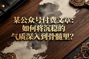 某公众号付费文章:如何将沉稳的气质深入到骨髓里?