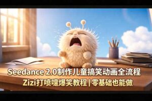 Seedance 2.0制作儿童搞笑动画全流程Zizi打喷嚏爆笑教程｜零基础也能做