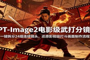GPT-Image2电影级武打分镜课：一键拆分24组连续镜头，还原影视级打斗画面制作流程