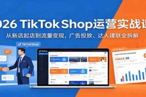 2026 TikTokShop运营实战课：从新店起店到流量变现，广告投放、达人建联全拆解